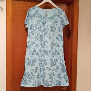 Secret Treasures Aqua Floral Nightgown, L #0179